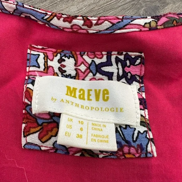 Maeve Anthropologie Violette Boho Floral Asymmetrical Midi Dress Size 6 - Picture 3 of 5